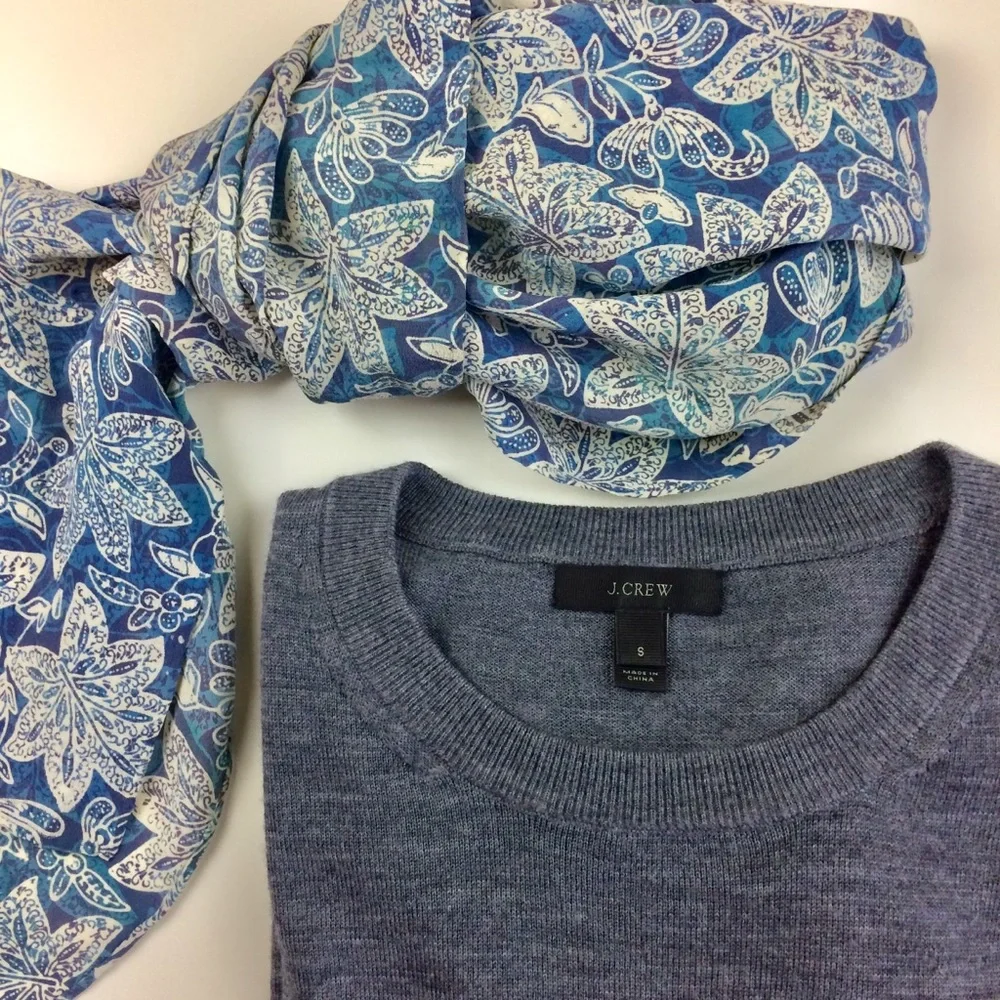 J. Crew Gray Crew Neck Wool Sweater